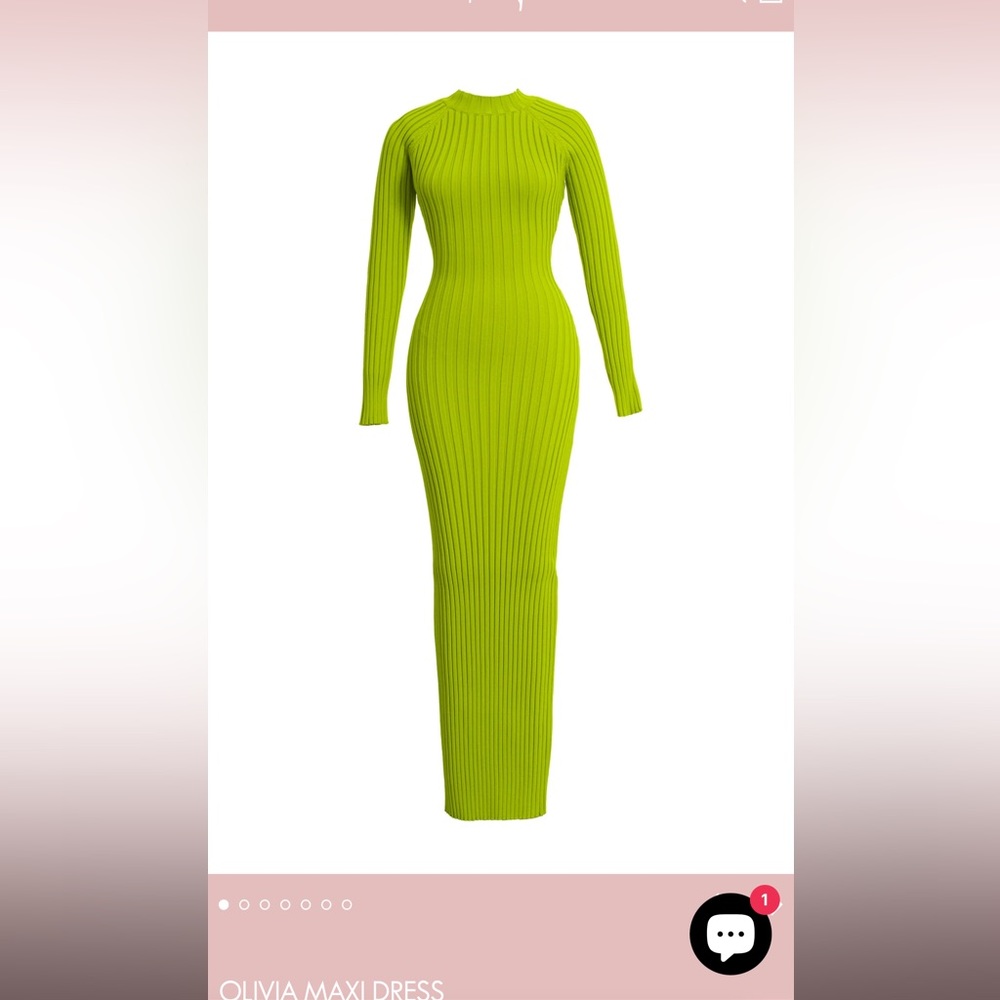 **DO NOT BUY: IN SEARCH OF HANIFA OLIVA MAXI DRESS IN BRIGHT LIME SIZE S OR M